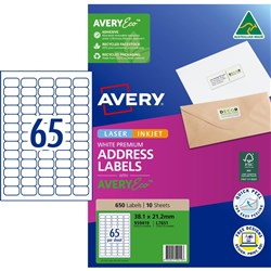  Avery Quick Peel Address Laser & Inkjet Labels White L7651 38.1 x 21mm 140 Labels 