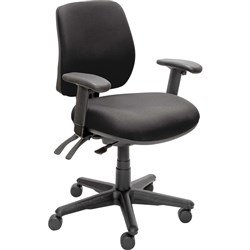 BURO ROMA MID BACK 3 LEVER WITH ARMS BLACK