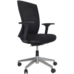 (132A-C-23) - BURO MENTOR UPHOLSTERED BACK CHAIR ALUMINIUM BASE WITH ARMS