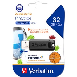  Verbatim Store 'n' Go Pinstripe USB Drive 3.2 32GB With Microban  Black 