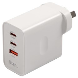 (GNS-95493)   STAT 65W GAN USB-A &amp; USB-C FAST WALL CHARGER - White