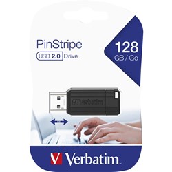  Verbatim Store 'n' Go Pinstripe USB Drive 2.0 128GB Black 