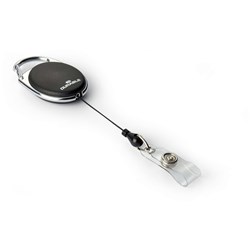  Durable Name Badge Reel Style With Snap Button Strap 80cm Black Pack Of 10 