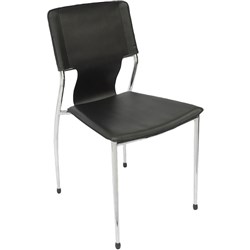 Fernando Visitor Chair Chrome Four Leg Frame Black PU Seat and Back