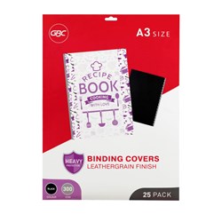  GBC Binding Cover A3 300gsm Leathergrain Pack Of 25 Black 