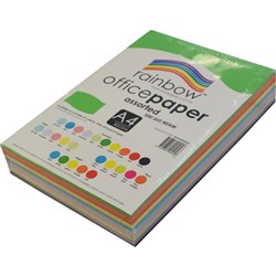 Rainbow Office Copy Paper A4 80gsm Assorted Ream of 500 