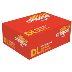 OFFICE CHOICE DL ENVELOPES 110X220 SelfSeal Secretive 80g Box of 500