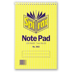  Spirax 563 Reporter Notebook 200 x 127mm Ruled 100 Page Top Opening 