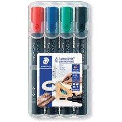  Staedtler 352 Lumocolor Permanent Marker Bullet 2mm Assorted Wallet of 4 