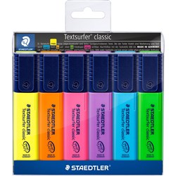  Staedtler Classic Highlighters Chisel 1-5mm Textsurfer Assorted Wallet of 6 