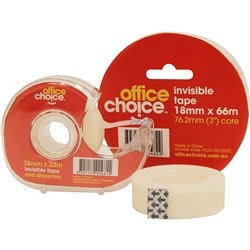 OFFICE CHOICE INVISIBLE TAPE - 18mmx66m    *****DISCONTINUED BY SUPPLIER*****