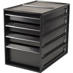  Italplast 4 Drawer Office Organiser Cabinet 255L x 165W x 230mmH Recycled Black 