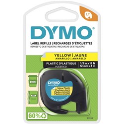 DYMO LETRATAG LABELLING TAPE 12mmx4m - Hyper Yellow