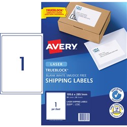  Avery Shipping Laser Labels White L7167 199.6x289.1mm 1UP 20 labels 20 Sheets 