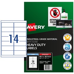  Avery Identification Laser Heavy Duty White L7063 99.1x38.1mm 14UP 350 Labels 