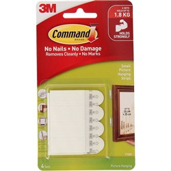  Command 17202 Picture Hanging Strip Small Set of 4 White 