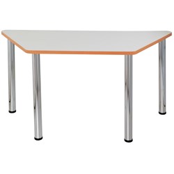  Sylex Quorum Geometry Meeting Table Trapezoid 1500W x 750D x 740mmH Chrome And Off White 